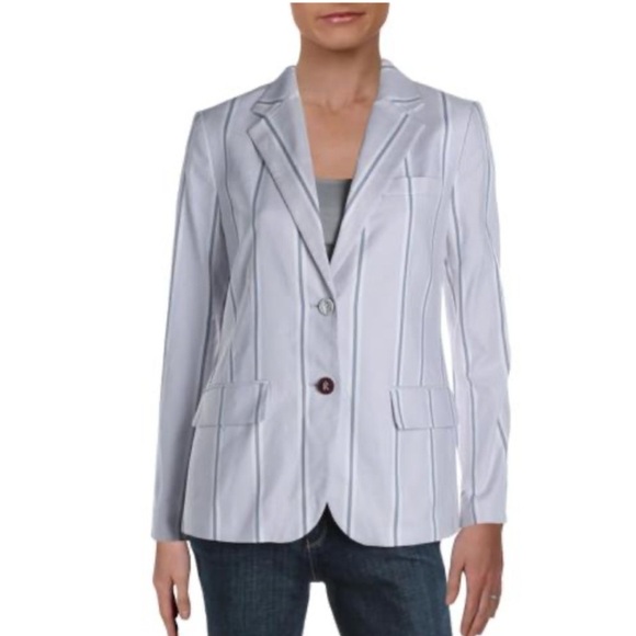 Ralph Lauren Blazer Lavender Striped 2 Button Canvas Sz 10 - Picture 1 of 6